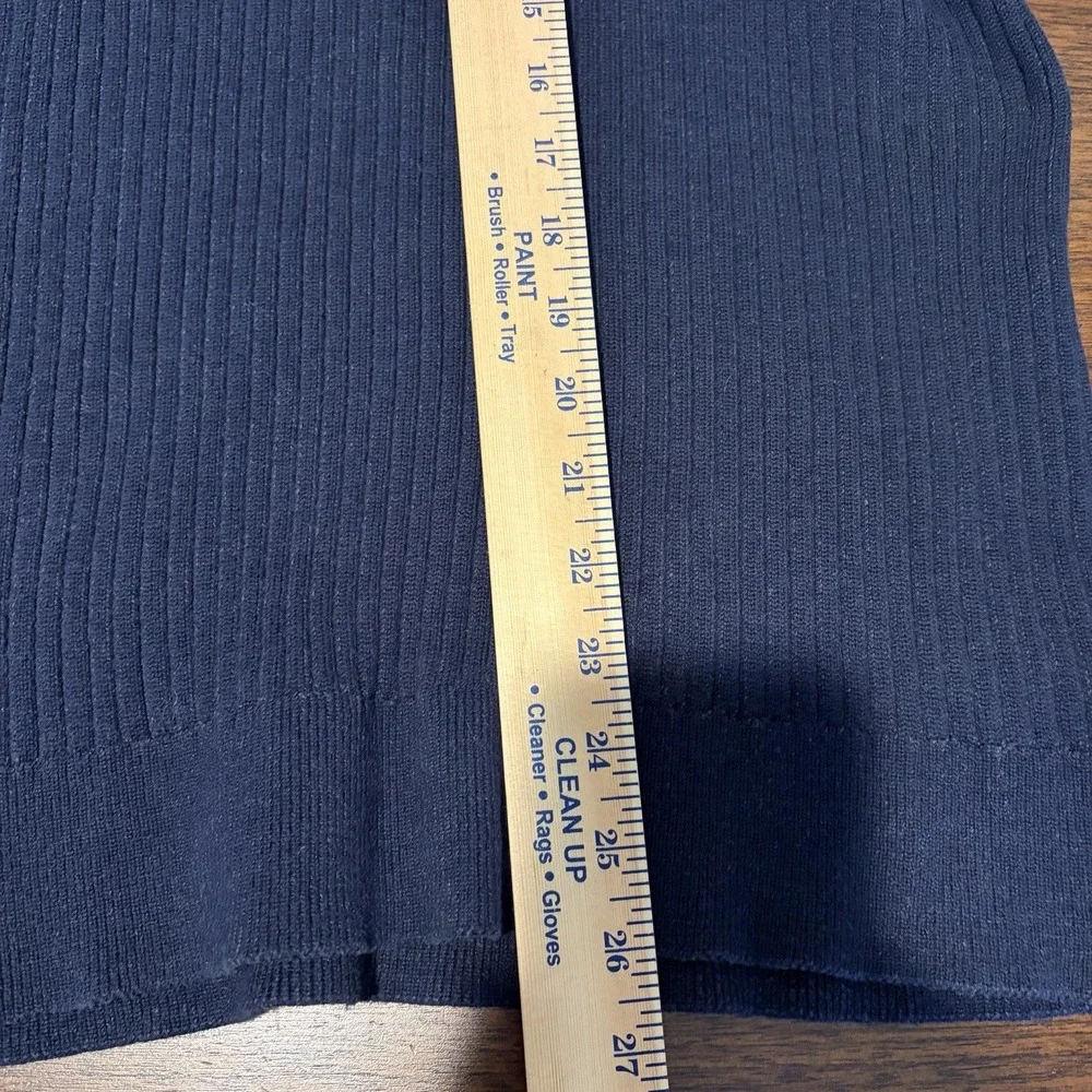 Express Men's Sweater Size L Navy‎ Blue 1/4 Zip and Snap Ribbed Stretch Fitted